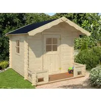 Palmako Spielhaus Stina, ca. B222/H193/T260 cm - Spielplätze: Das Palmako Spielhaus Stina aus naturbelassenem Holz bietet einen sicheren Rückzugsort mit überdachter Terrasse und Acrylglasfenstern für mehr Licht und Sicherheit.