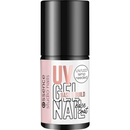 essence studio nails UV GEL NAIL BASE & BUILD base coat, Unterlack, Nr. 01, Nude, langanhaltend, natürlich, vegan, ohne Mikroplastikpartikel, ohne Konservierungsstoffe, ohne Alkohol, 1er Pack (5ml)