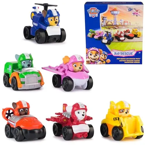 PAW Patrol: Air Rescue 6-teiliges Pup Squad Racers Spielzeugautos Geschenkset mit Chase, Marshall, Skye, Rubble, Rocky & Zuma, Kinderspielzeug für Jungen und Mädchen ab 3 Jahren