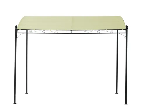 Anbaupavillon MANTOVA XL, 3x3 Meter, Metall schwarz + Dach PVC beschichtet ecru