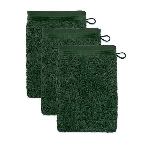 Möve Superwuschel Waschhandschuh 15 x 20 cm aus 100% Baumwolle, Cypress 3er Set