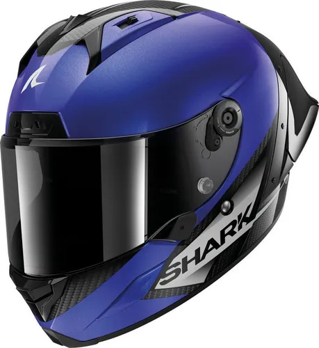 Shark Aeron GP Blank SP Helm, schwarz-blau, Größe M - Motorradhelm mit A2S Technologie für reduzierte Turbulenzen und Luftwiderstand, ideal für ein komfortables Fahrgefühl.