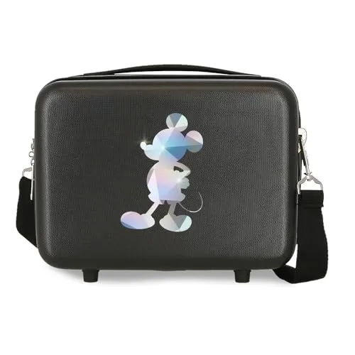 Disney 100 Special Shine Mickey Silver Kulturbeutel, anpassbar, Schwarz, 29 x 21 x 15 cm, starres ABS, 9,14 l, 0,8 kg