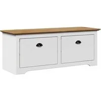 vidaXL Flurbank BODO Weiß und Braun 114x40x45 cm - Drohnen-Zubehör mit Stauraum, ideal für Ordnung im Flur und bequeme Sitzgelegenheit beim An- und Ausziehen.