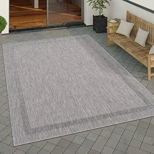 Paco Home Wetterfester Outdoor Teppich in Grau 120x160 cm - Teppich in Sisal-Optik, UV-beständig und pflegeleicht – ideal für Balkon, Terrasse oder Wohnzimmer. Bringen Sie modernen Stil in Ihre Räume!