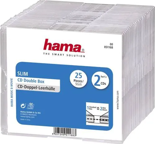 Hama CD Hülle 00051168 2 CDs/DVDs/Blu-rays Transparent Polystyrol 25St.