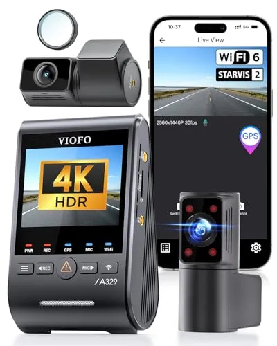VIOFO A329S 3CH 4K Dashcam – Hohe Auflösung und intelligenter Parkmodus - Dashcam mit 4K Front- und 2K Innen- und Heckkamera, energiesparendem Parkmodus und Wi-Fi 6 für ultraschnelle Videoübertragung. Ideal für Sicherheit und lange Reisen.