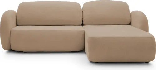 DomoHome Ecksofa OLIO L-Form Mit Schlaffunktion 138x210cm Bettkasten und Lose Rückenkissen – Komfortable Schlafcouch für Wohnzimmer Freistehend Rechte Seite 248x174x86cm CAPPUCINO