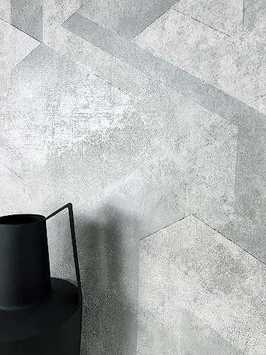 Newroom Tapete Grau Vliestapete Glänzend - Betonoptik Modern Silber Beton Putz Betonwand Industrial Glänzend Grafisch inkl. Tapezier-Ratgeber
