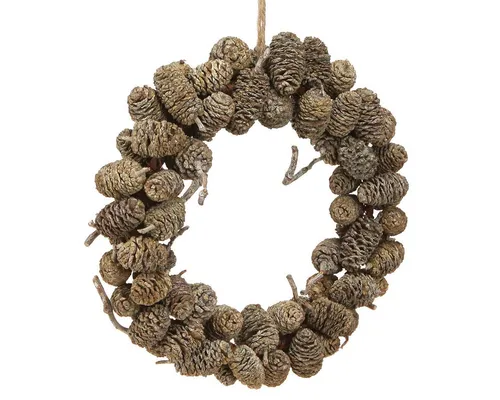 Trockenblume Erlenzapfen Dekokranz zum Hängen für Tür und Wand, Viana, Höhe 29 cm