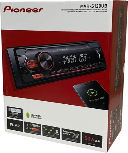 Pioneer MVH-S120UBG - 1DIN Autoradio mit RDS, 4x50Watt Leistung und bernsteinfarbener Beleuchtung, ideal für Smartphone-Steuerung und Musikgenuss
