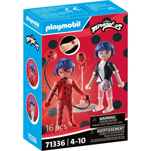 PLAYMOBIL | Miraculous | Marinette & Ladybug | Heldenhaftes Abenteuer | Inklusive Kwami Tikki und vielfältigem Zubehör | detailreiches Spielzeug für Kinder ab 4 Jahren | 71336