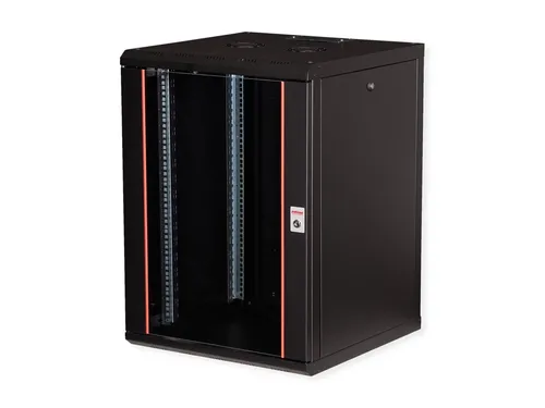 Roline Pro Netzwerkschrank 600x600mm - 16U - 19 Zoll Netzwerkschrank, ideal für Wandmontage, platzsparend und in elegantem Jet Black (RAL 9005) für professionelle Anwendungen.