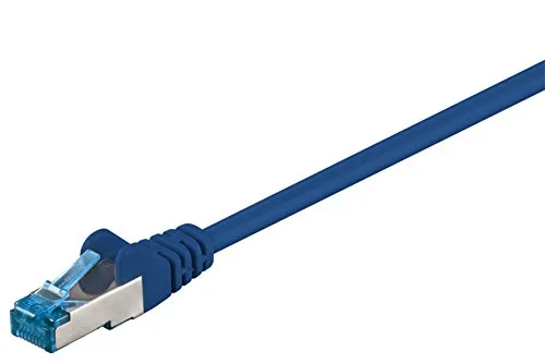 Goobay 92723 CAT 6a PatchKabel, EthernetKabel, doppelt geschirmt, S-FTP bis 10000 Mbits, 500 Mhz, halogenfrei Kupfer Kabel, RJ-45 Stecker, vergoldete Kontakte, 2m, Blau