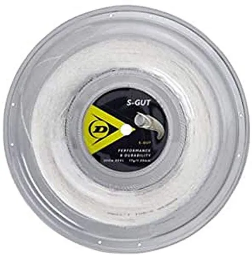 Dunlop Tennis String S-Gut 200m Rolle - Multifilament-Tennissaiten mit optimalem Preis-Leistungs-Verhältnis, ideal für Performance und Haltbarkeit. Farbe: weiß, Stärke: 1.25mm, perfekt für ambitionierte Spieler.