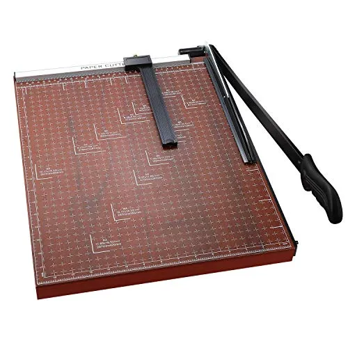 Voluker Papierschneidemaschine A3, Metallbasis, Papierschneider, kann 10 Blatt gleichzeitig geschnitten werden, 48,5 x 38,5 x 3,3 cm, Rot