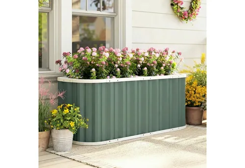 Outsunny Hochbeet Hellgrün 377 L – Stabil und Platzsparend - Gestalten Sie Ihren Garten mit dem Outsunny Hochbeet. Das tiefe Design aus verzinktem Metall bietet optimalen Raum für Pflanzen und gewährleistet durch die robuste Bauweise eine lange Lebensdauer. Einfach zu montieren!
