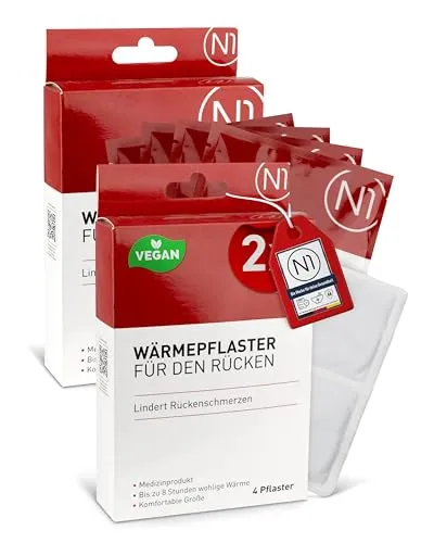 N1 Wärmepflaster Rücken 8 St. - SUPER-SPAR-PAKET - Lindert Rückenschmerzen - komfortable Größe - Rückenwärmer, Rückenschmerzen, Wärmegürtel Rücken Schmerzpflaster
