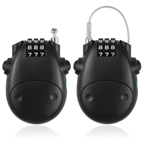 Stücke Kabelschloss 70cm,Roller Schloss,Kabelschloss Zahlenschloss,Rollerschloss,mit 3 Zahlenscheiben,70cm Einziehbare Seilschloss für Fahrräder,Motorrädern,Gepäck 2