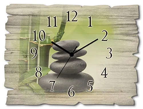 ARTLAND Wanddeko Wanduhr ohne Tickgeräusche aus Holz - Wanduhren, geräuschloses Funkuhrwerk für entspannte Räume, ideal für Wohnzimmer und Schlafzimmer, Made in Germany, originelles Design mit UV-beständigen Farben.