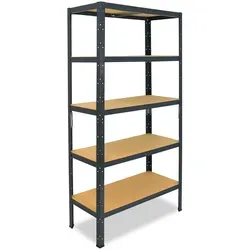 shelfplaza HOME Schwerlastregal 180x23x45 cm in anthrazit - Werkstatteinrichtung mit 5 Böden und einer Traglast von 175 kg pro Boden, ideal für Garage, Keller und mehr. Einfacher Aufbau ohne Schrauben dank praktischen Stecksystem.