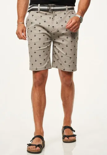 SOULSTAR Chinoshorts für Herren mit Palmenmuster & Gürtel im Regular-Fit Kurze Hose Sommer-Shorts Bermuda mit Stretchanteil