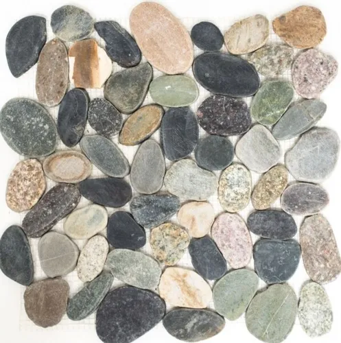 Mosaik Fliese Flußkiesel Steinkiesel Kiesel geschnitten weiß-gelb - Packung mit 10 Mosaikfliesenmatten, ideal für kreative Wandgestaltungen in Badezimmer und Küche, bringt eine stilvolle Fliesenoptik in Ihr Zuhause.