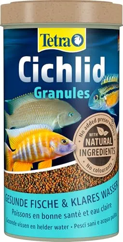 Tetra Cichlid Granules - Hauptfutter Mix für mittelgroße Cichliden, 500 ml Dose mit hochwertigem Protein-Mix für gesundes Wachstum und klare Wasserqualität