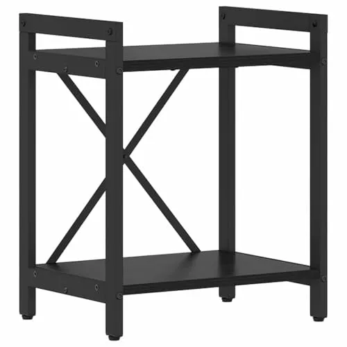 vidaXL Schwarzes Eichenregal mit Mehreren Etagen - Regal im Industrie-Look, bietet viel Stauraum und verstellbare Füße für Stabilität auf unebenen Böden – ideal für modernes Wohnen.