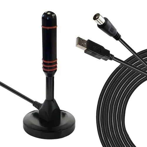 LEYF HDLine & HD-980T/HD-990T TV-Antenne, leistungsstark, High Gain VHF-UVF-FM DVB-T2 Decoder TNT HD Terrestrische Antenne mit magnetischem Sockel, tragbar für einen starken Empfang des TV-Signals, 3m