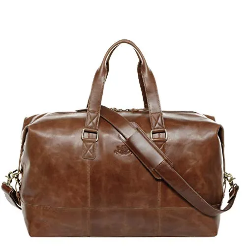 SID & VAIN YALE Reisetasche - Handgepäck aus echtem Leder - Hochwertige Duffle Reisetasche aus handgefertigtem Leder, ideal für Herren und Damen. Mit abnehmbarem Schultergurt und 35 l Volumen perfekt für Wochenendausflüge.