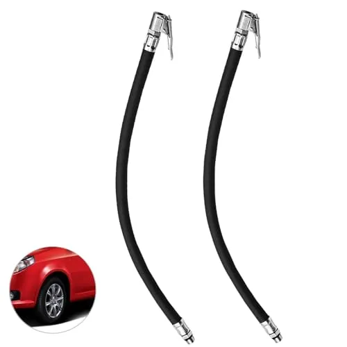 Shirene Reifenfüllschlauch,2 Stück Ersatzschlauch für Luftpumpe Schwarz Flexibler Pumpenver längerungsschlauch Ersatz Verlängerungsrohr für Kompressor Fahrrad Auto Motorrad Fahrradreifen Air Pump