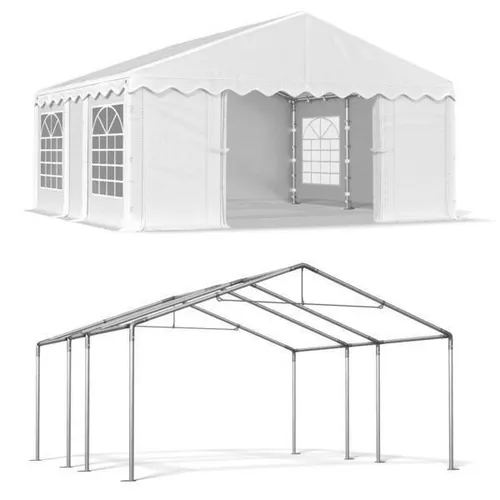 Partyzelt 4x5m PE Pavillon Gartenzelt Bierzelt Festzelt Wasserdicht NEU weiß S