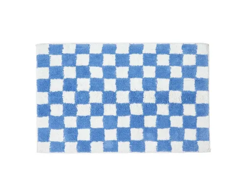 Homescapes Badematte Rutschfeste Badematte blau-weiß mit Schachbrett-Muster, 50 x 80 cm, Höhe 20 mm, 50 x 80 cm