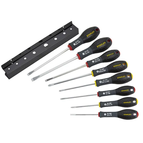 Stanley FatMax Schraubendreher-Set 8-tlg. Schlitz-Phillips - Schlitz- und Phillips-Schraubendreher-Set aus Qualitätsstahl für hohe Widerstandskraft. Ergonomischer Soft-Grip Handgriff für optimalen Komfort und Krafteinsatz.