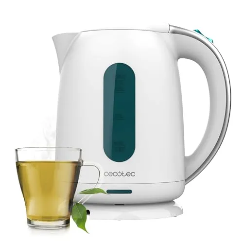 Cecotec Wasserkocher Thermosense 180 White, 1,7 L - Wasserkocher mit 1,7 L Kapazität und 2200 W für schnelles Erhitzen. BPA-frei und mit Anti-Kalk-Filter für besten Geschmack. 360º drehbare Basis für komfortable Nutzung.