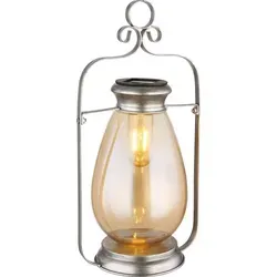 GLOBO Lighting Solarleuchte SOLAR LBH 17x15x36.50 cm - Solarleuchte für den Außenbereich, aus Metall und Glas, sorgt mit warmweißem LED-Licht für eine gemütliche Atmosphäre. Vielseitig einsetzbar - zum Hängen oder Stellen, mit IP44 Schutz für wetterfeste Nutzung.