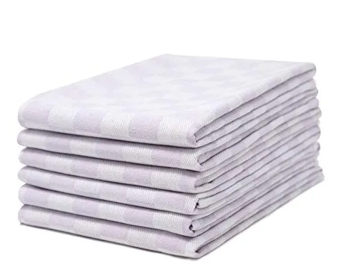 Sticky Toffee 100% Baumwolle Geschirrtuch | 6er-Set, | Helles Lila überprüfen | Größe 46 x 70 cm | Saugfähige Restaurant-Bar-Glas-Küchenwäsche