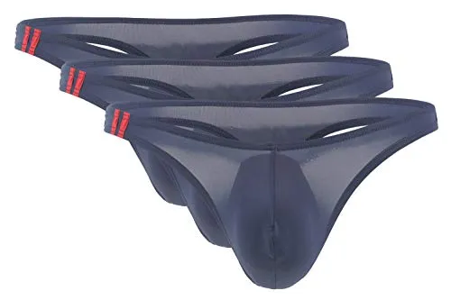 Panegy Herren String Tanga Dünn Eisseide Unterhose Low Rise Bikini Briefs T-Back Slips 3er Pack