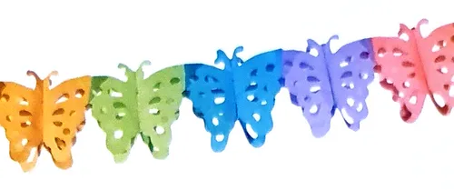 Girlande Papier 6 mtr bunt Schmetterlinge Kinder Erwachsene Garten Neu