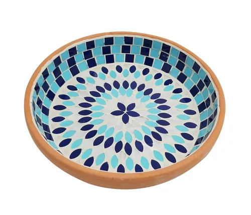 Dehner Vogeltränke Recife aus Terrakotta, Ø 25.5 cm, blau von DEHN