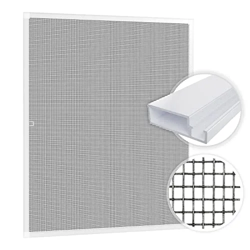SAMUFLY Fliegengitter 100x120cm mit weißem Alurahmen für Fenster Insektenschutzgitter Insektenschutzrahmen Mückenschutz Fliegennetz