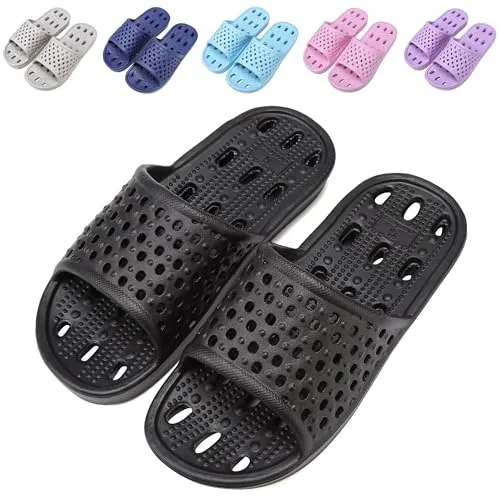 YoveGxlthrea Badeschuhe Damen Herren Hausschuhe Slippers Sommer Slide Pantoletten Badelatschen Strand Badezimmer Rutschfest Badeschlappen EU 36-46