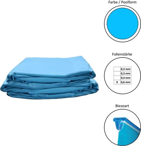 Waterman Poolinnenhülle rund 0,6 mm mit Keilbiese für 150 cm Tiefe - Hochwertige Poolinnenhülle für Rundpools, 0,6 mm stark und UV-stabil. Ideal für Stahlwandpools mit Keilbiese. Sorgt für eine langlebige und passgenaue Lösung bei der Poolpflege.