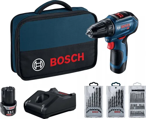 Bosch Professional 12V Akku Bohrschrauber GSR 12V-30 - Akkuschrauber mit bürstenlosem Motor für verlängerte Lebensdauer und hohe Leistung. Inklusive 2x2.0 Ah Akku, Ladegerät und 39-tlg. Zubehörset – ideal für Profis und Heimwerker.
