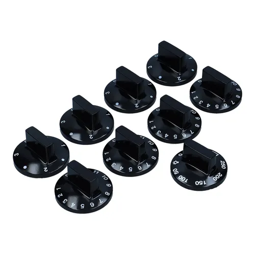 Knebelset 9-teilig schwarz für Herd - Backofen- & Herdteile, 9-teiliges Set in elegantem Schwarz, ideal für die individuelle Anpassung Ihres Herdes oder Backofens.