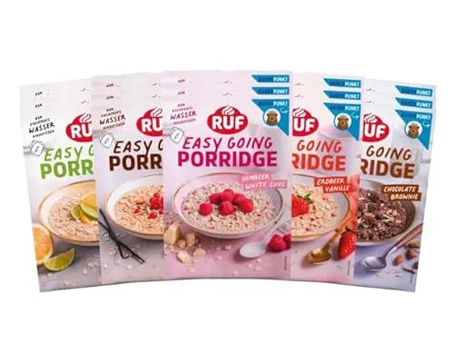 Produktbild RUF Probier Set Porridge Lieblinge (15 Stück), 3 x 5 verschiedene Sorten Instant Haferbrei für ein schnelles und gesundes Frühstück, 15 x 65g Beutel