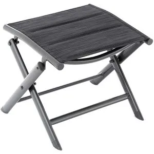 Nexos Klapphocker aus Aluminium und Olefin – Schwarz und Anthrazit - Gartenhocker, leicht und klappbar, ideal für Terrasse und unterwegs. Aus schnelltrocknendem Schaumstoff und pflegeleichtem Olefin für optimalen Komfort.