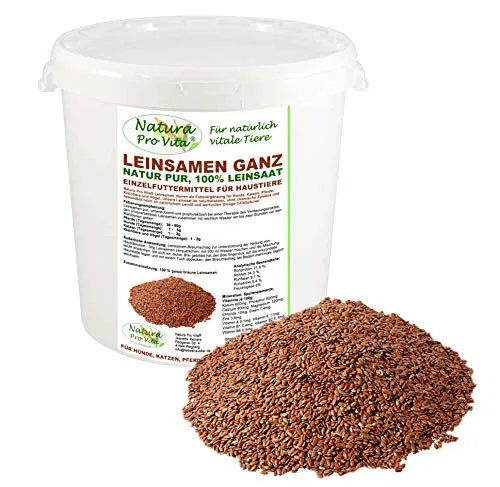 Leinsamen, Vogelsnack, Wildvogelfutter, gesundes, energiereiches Vogelfutter für Papagei und Sittich, Natura Pro Vita natürliche ganze Leinsaat, reich an gutem Leinöl und Omega-3 Fettsäuren 5kg Eimer