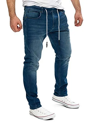 Yazubi Erik - Joggingjeans Hosen Herren Jeans - Mit Elastischem Bund - Denim Jogginghose in Used Look, Dunkelblau (feded Blue 174021), W33/L34